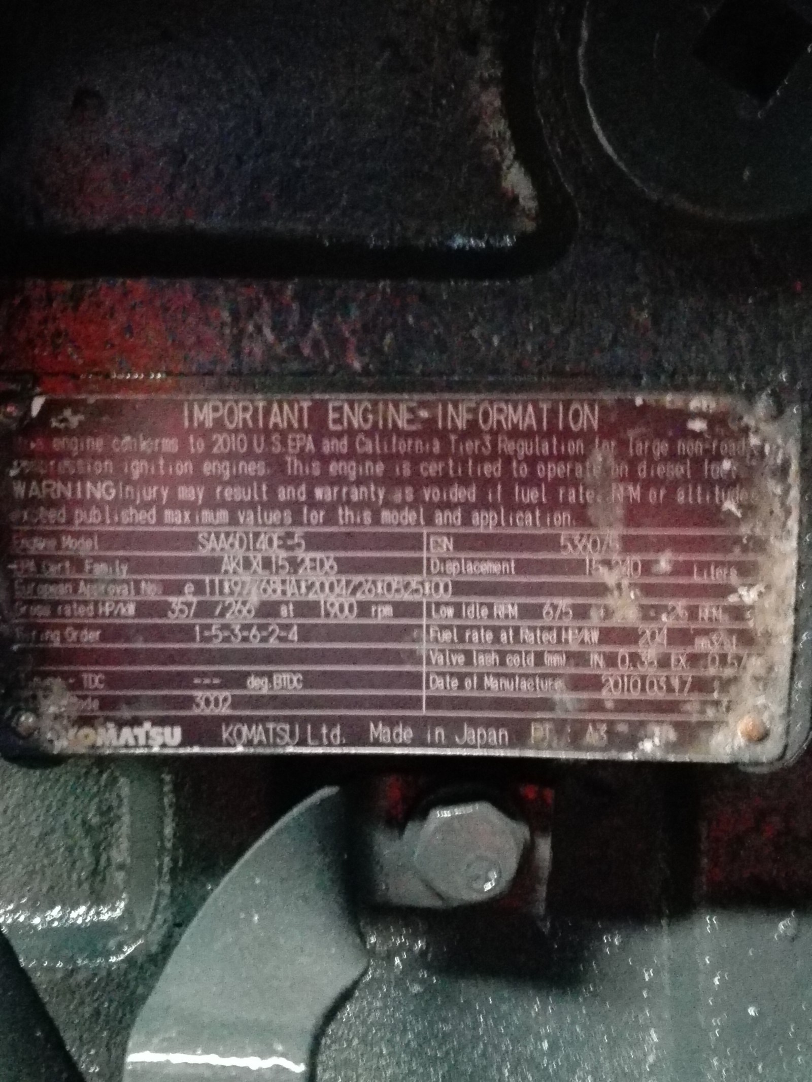 Engine KOMATSU WA500-6 SAA6D140E-5